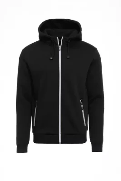 Blu Rock Men's Slim Fit Sherpa Fleece-Lined Reflective Tech Full Zip Hoodie