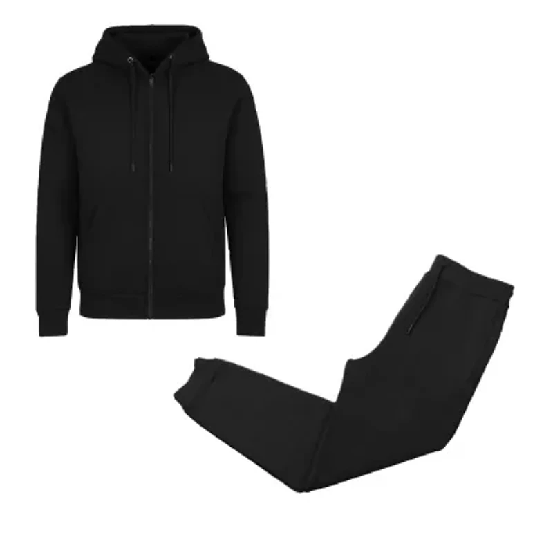 Galaxy By Harvic Men's Modern Fit Fleece-Lined Full-Zip Hoodie & Jogger 2-Piece Set