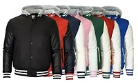 Galaxy Formaker Men's Hooded Varsity Jacket w/ Detachable Hood