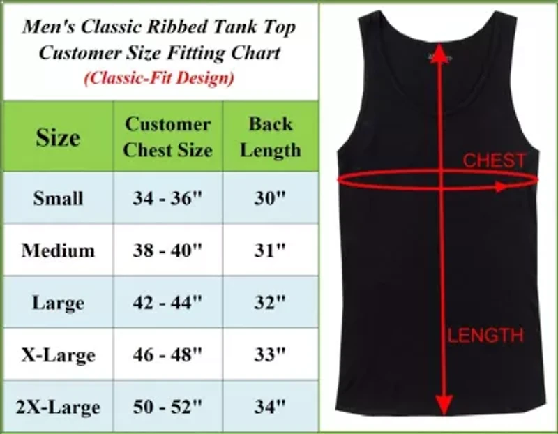 Blu Rock Men's Ribbed Classic Tank Tops – 15 Pack