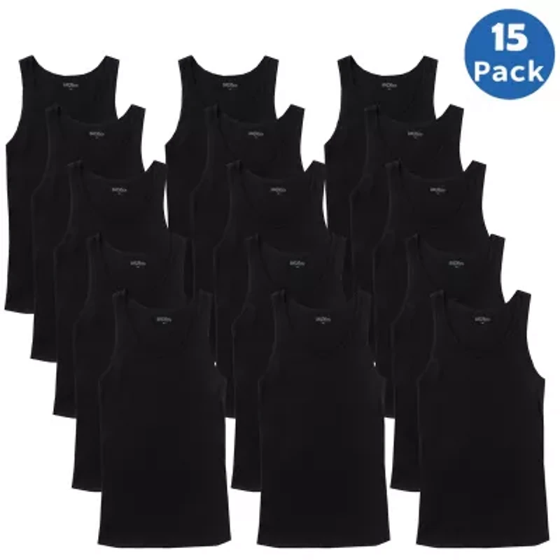 Blu Rock Men's Ribbed Classic Tank Tops – 15 Pack