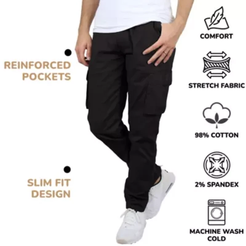 Men's Flex-Stretch Cotton Cargo Pants, 31-Inch Inseam