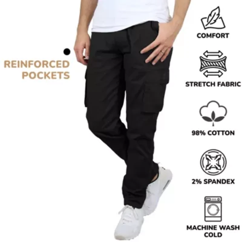Men's Flex-Stretch Cotton Cargo Pants, 31-Inch Inseam