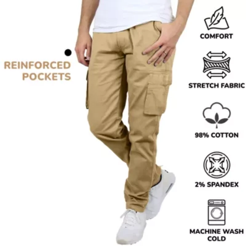 Men's Flex-Stretch Cotton Cargo Pants, 31-Inch Inseam - Comfortable and Durable