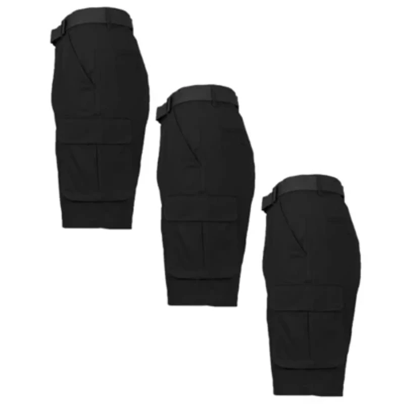 Blu Rock Men's Modern Fit Cotton Flex Stretch Cargo Shorts With Belt- 3 Pack