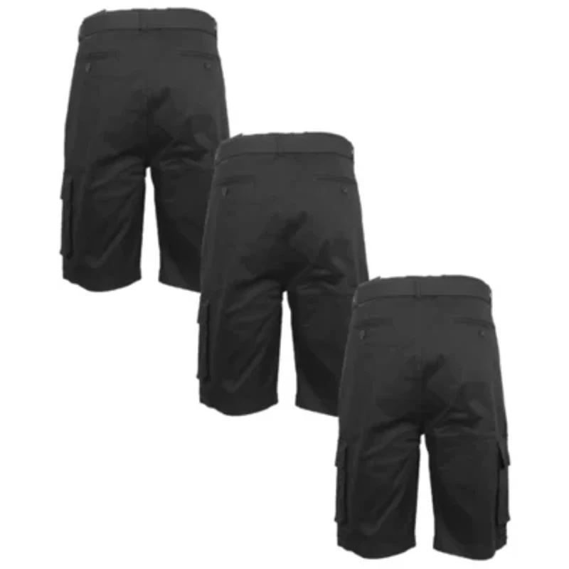 Blu Rock Men's Modern Fit Cotton Flex Stretch Cargo Shorts With Belt- 3 Pack