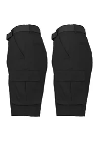 Men's Cotton Flex Stretch Cargo Shorts With Belt - 2 Pack