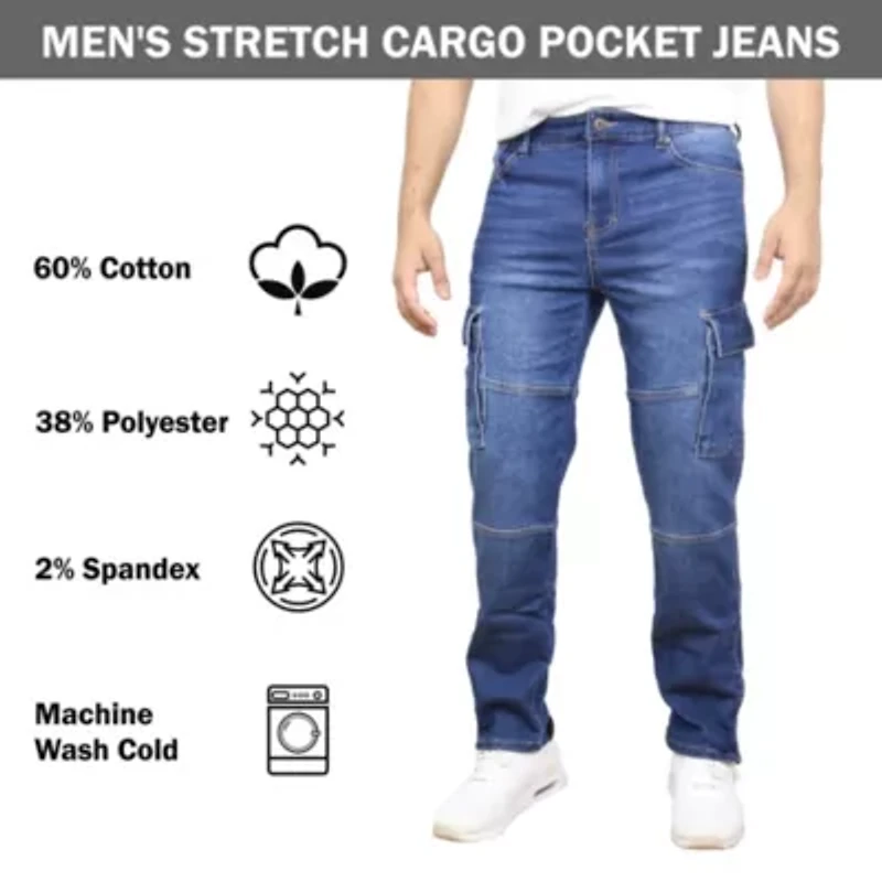 Blue Ice Men's Stretch Cargo Pocket Jeans- Pack