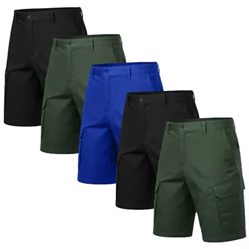 Blu Rock Men's Cotton Flex-Stretch Cargo Shorts-5 Pack