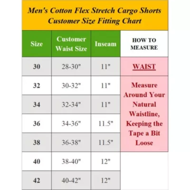 Blu Rock Men's Cotton Flex-Stretch Cargo Shorts