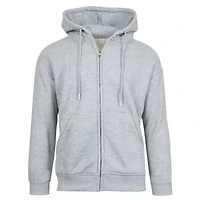 Men's Faux Shearling Lined Full Zip-Up Hoodie Sweatshirt