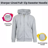 Men's Faux Shearling Lined Full Zip-Up Hoodie Sweatshirt