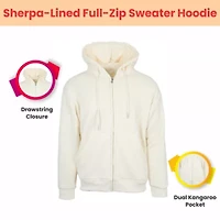 Men's Faux Shearling Lined Full Zip-Up Hoodie Sweatshirt
