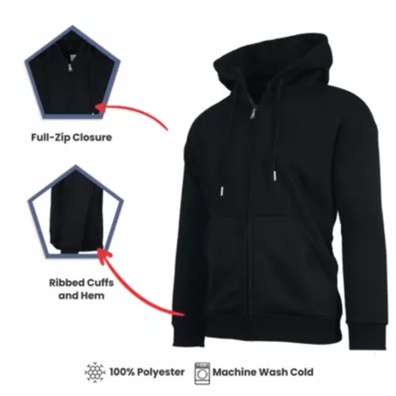 Men's Faux Shearling Lined Full Zip-Up Hoodie Sweatshirt