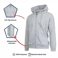 Men's Faux Shearling Lined Full Zip-Up Hoodie Sweatshirt