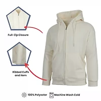 Men's Faux Shearling Lined Full Zip-Up Hoodie Sweatshirt
