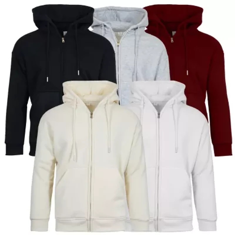 Men's Faux Shearling Lined Full Zip-Up Hoodie Sweatshirt