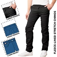 JumpStart Men’s Slim Fit  Heavyweight Fleece-Lined Stretch Chino Uniform Work Pants