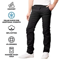 JumpStart Men’s Slim Fit  Heavyweight Fleece-Lined Stretch Chino Uniform Work Pants