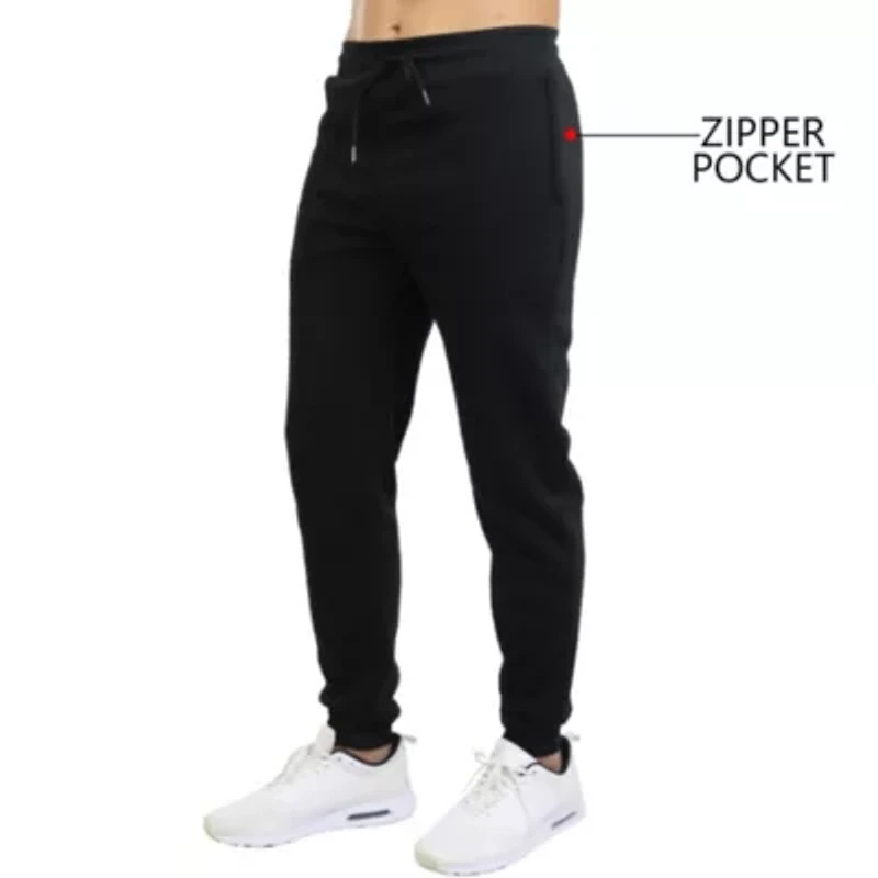 Men's Fleece Jogger Sweatpants With Zipper Side Pockets- 3 Pack