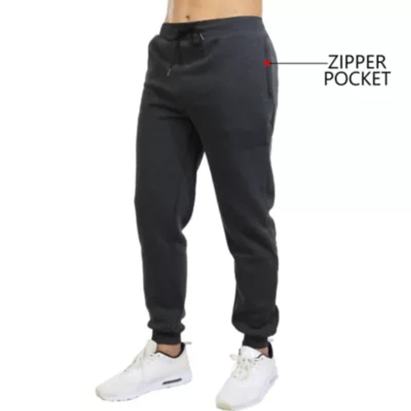 Men's Fleece Jogger Sweatpants With Zipper Side Pockets- 3 Pack