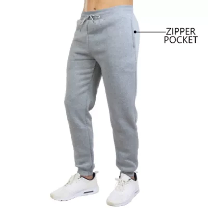 Men's Fleece Jogger Sweatpants With Zipper Side Pockets- 3 Pack