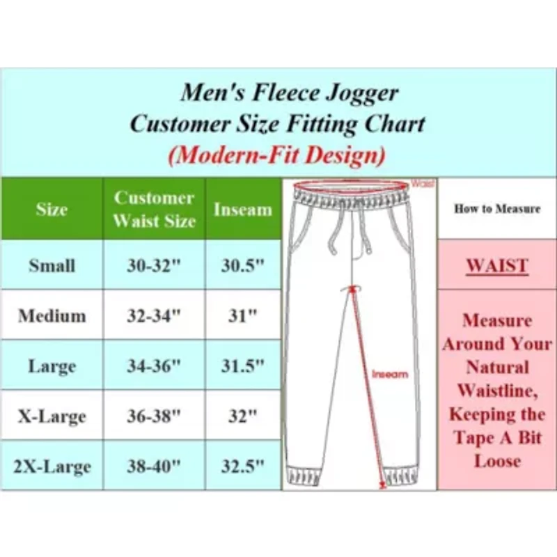 Men's Fleece Jogger Sweatpants With Zipper Side Pockets- 3 Pack