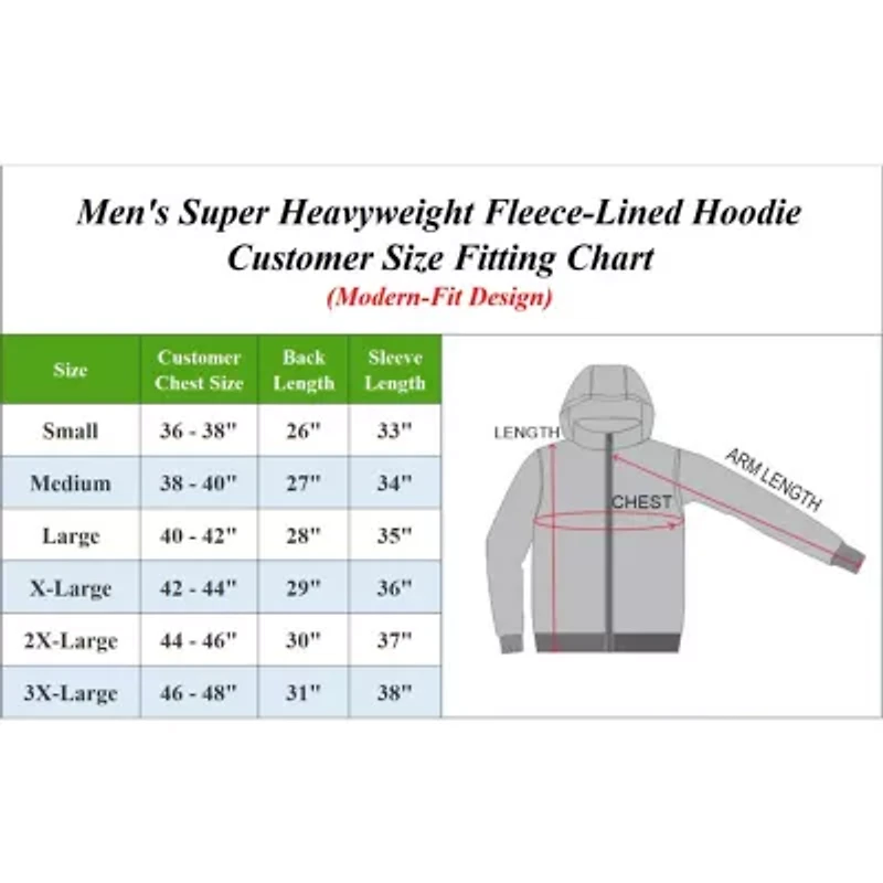 Blue Ice Men's Super Heavyweight Fleece Lined Full-Zip Hoodie
