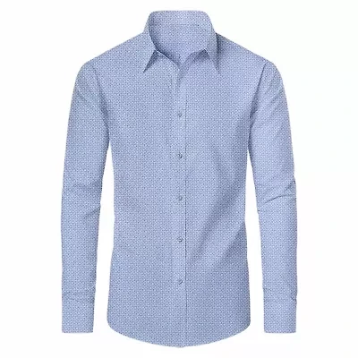 Men's Slim Fit Long Sleeve Stretch Printed Dress Shirts
