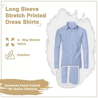 Men's Slim Fit Long Sleeve Stretch Printed Dress Shirts