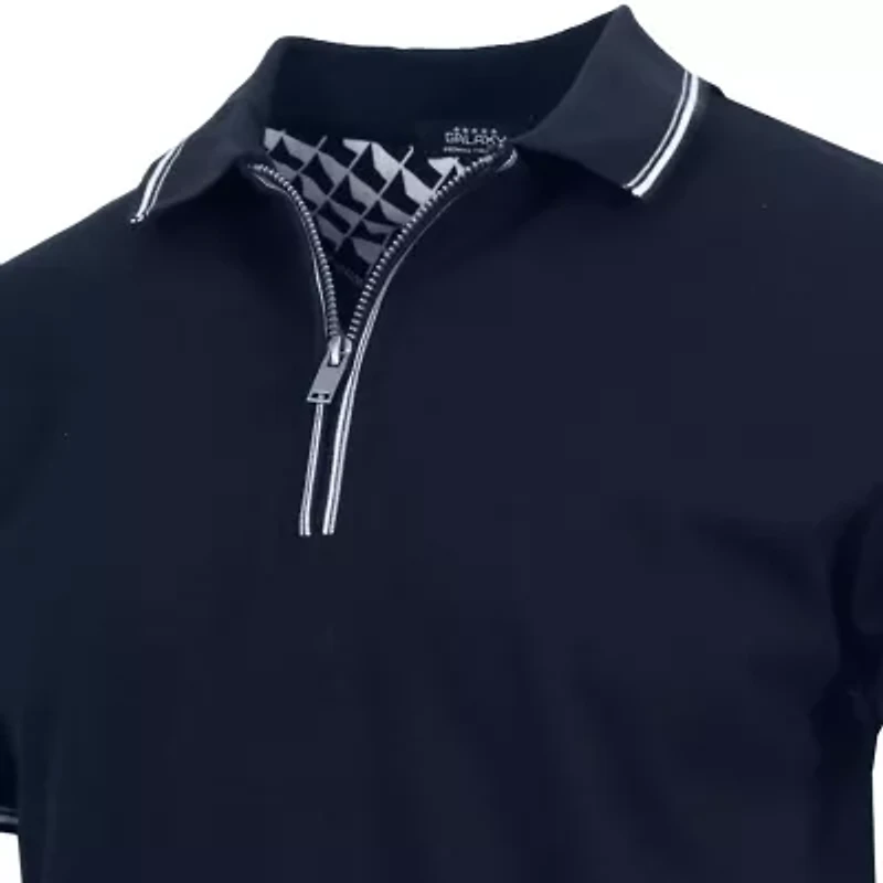 Galaxy By Harvic Men’s Modern Fit Polo Shirt with Zip Placket-3 Pack