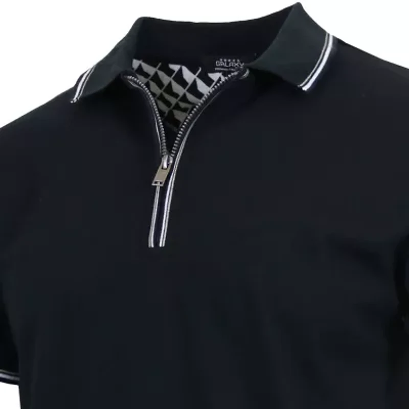 Galaxy By Harvic Men’s Modern Fit Polo Shirt with Zip Placket