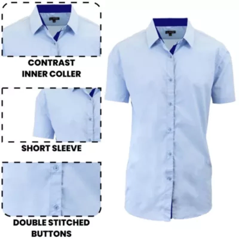Galaxy By Harvic Men's Short Sleeve Slim Fit Button Down Dress Shirt-2 Pack