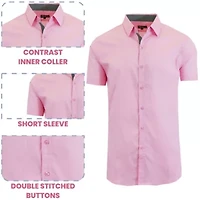 Galaxy By Harvic Men's Short Sleeve Slim Fit Button Down Dress Shirt-2 Pack