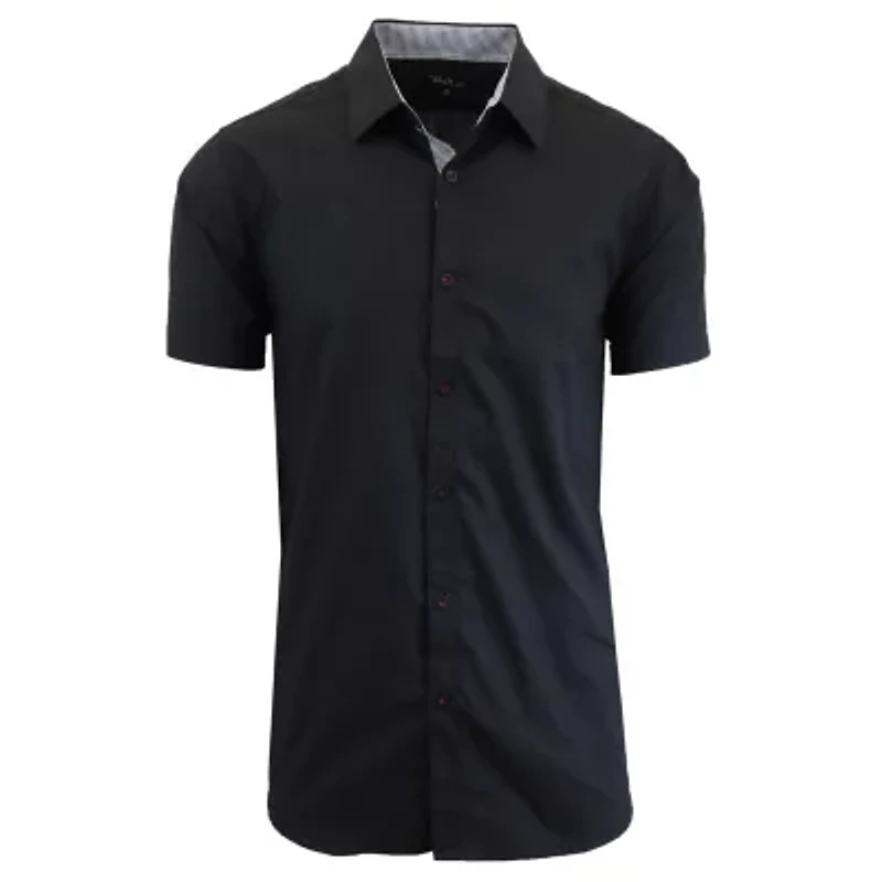 Galaxy By Harvic Men's Short Sleeve Slim Fit Oversized  Button Down Dress Shirt ( Sizes 3X-5X)