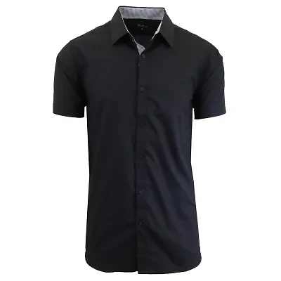 Galaxy By Harvic Men's Short Sleeve Slim Fit Oversized  Button Down Dress Shirt ( Sizes 3X-5X)