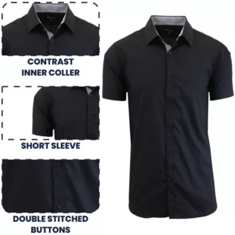 Galaxy By Harvic Men's Short Sleeve Slim Fit Oversized  Button Down Dress Shirt ( Sizes 3X-5X)