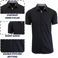 Galaxy By Harvic Men's Short Sleeve Slim Fit Oversized  Button Down Dress Shirt ( Sizes 3X-5X)