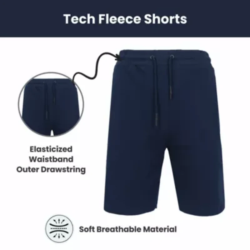 Blu Rock Men's Oversized  Tech Fleece Jogger Sweat Lounge Shorts With Long Zipper Side Pocket
