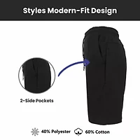 Blu Rock Men's Oversized  Tech Fleece Jogger Sweat Lounge Shorts With Long Zipper Side Pocket