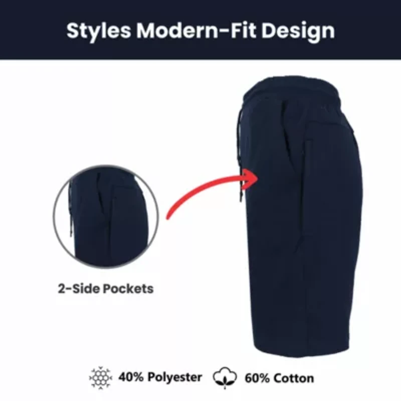 Blu Rock Men's Oversized  Tech Fleece Jogger Sweat Lounge Shorts With Long Zipper Side Pocket