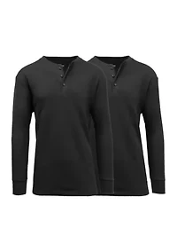 Men's Long Sleeve Thermal Henley Shirt - 2 Pack