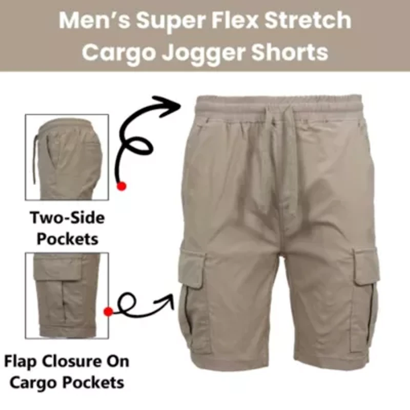 Galaxy By Harvic Men’s Slim Fit Super Flex Stretch Cargo Jogger Shorts