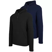 Blue Ice Men's Loose Fit Waffle Knit Thermal Henley Pullover Hoodie -2 Pack