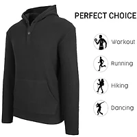 Blue Ice Men's Loose Fit Waffle Knit Thermal Henley Pullover Hoodie -2 Pack