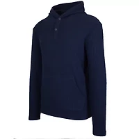 Blue Ice Men's Loose Fit Waffle Knit Thermal Henley Pullover Hoodie