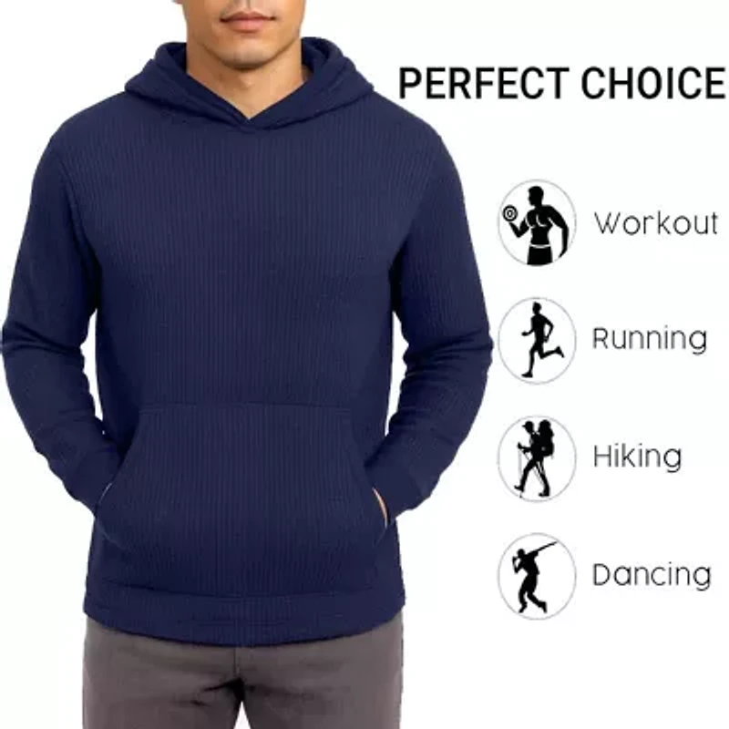 Blue Ice Men's Waffle Knit Thermal Pullover Hoodie