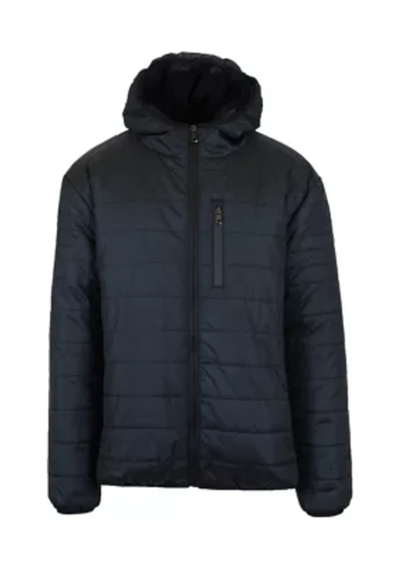 Mens Sherpa  Lined Hooded Puffer Jacket