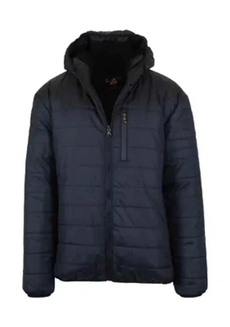 Mens Sherpa  Lined Hooded Puffer Jacket
