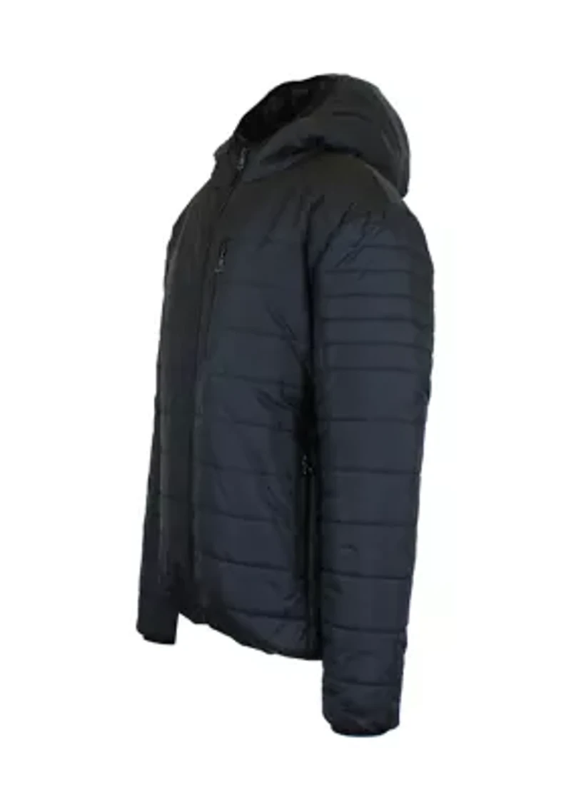 Mens Sherpa  Lined Hooded Puffer Jacket